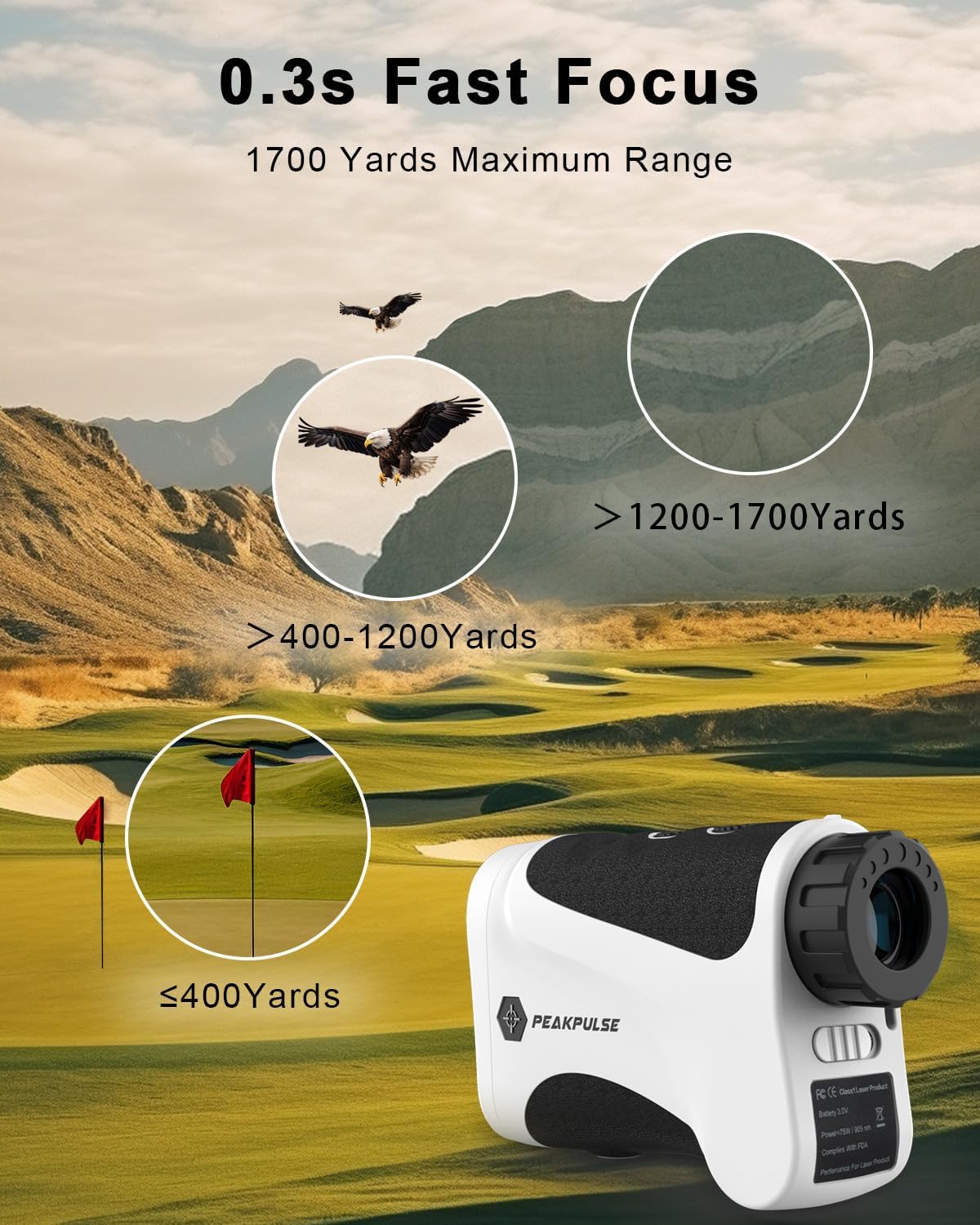 Golf Rangefinder 650/1200/1700 Yards Range Finder Golfing 6X Magnification 0.5 Yard Accuracy Flag Pin Lock Vibration Fast Focus