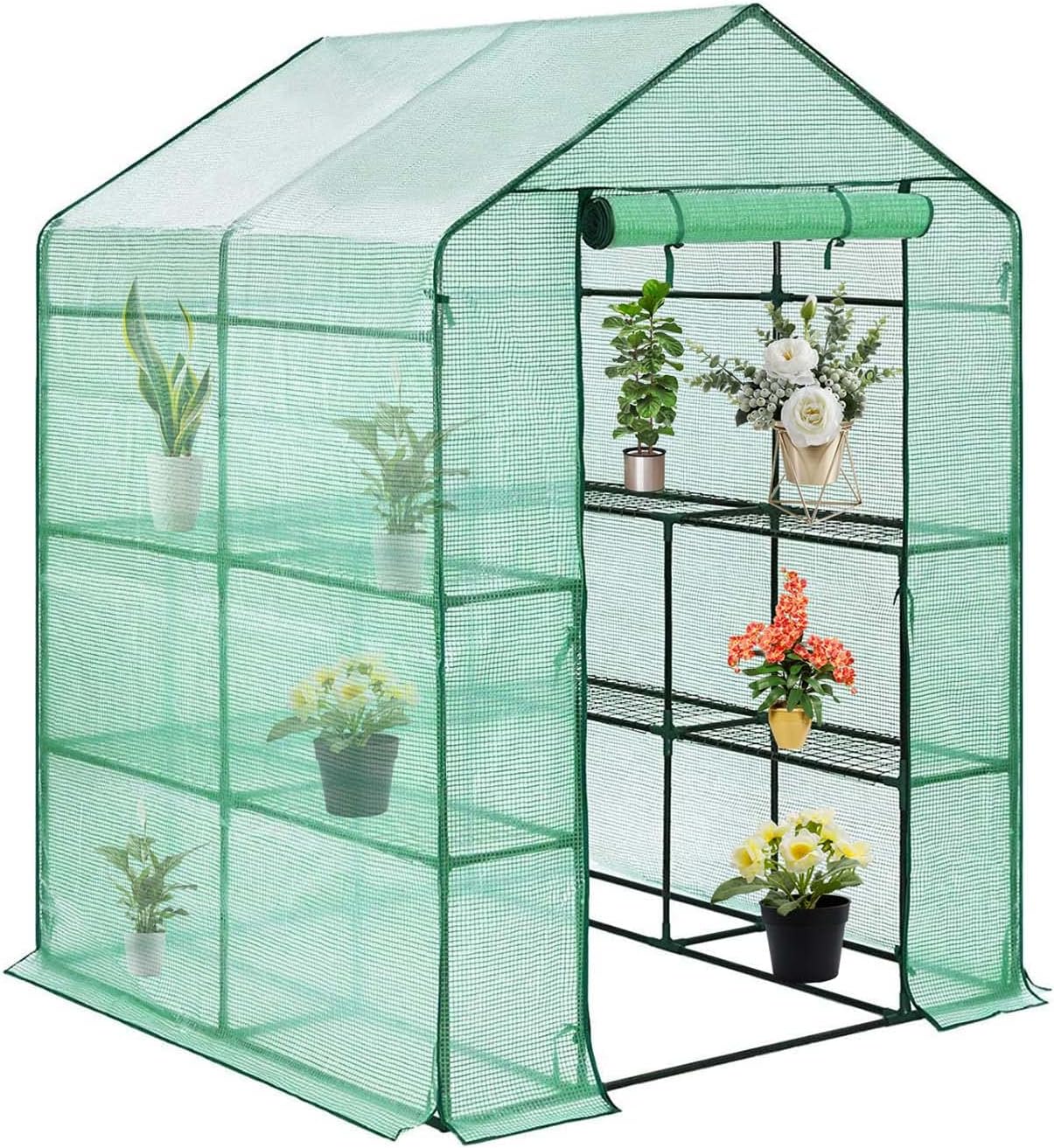 YSUEFIJO Large Walk-in Greenhouse, Greenhouse Shelves for Plants, Greenhouse for Winter Outside, Portable Plant Hot House, Heavy Duty Plastic Plant Warm House, for Compact Garden