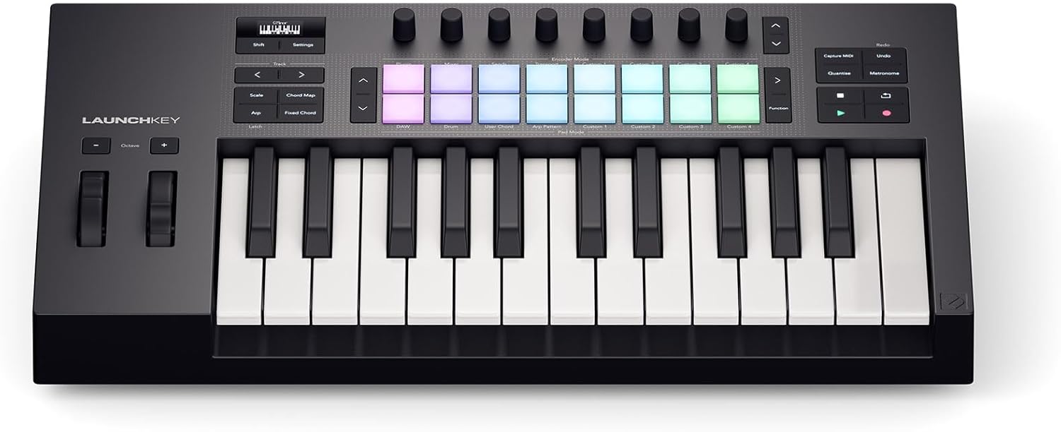 Audiosavings Bundle: Novation LAUNCHKEY 25 MK4 25-Key USB MIDI Ableton Live Keyboard Controller Bundle with Rockville PRO-M50 Studio Headphones w/Detachable Coil Cable & Case+Extra Ear Pad (2 Items)