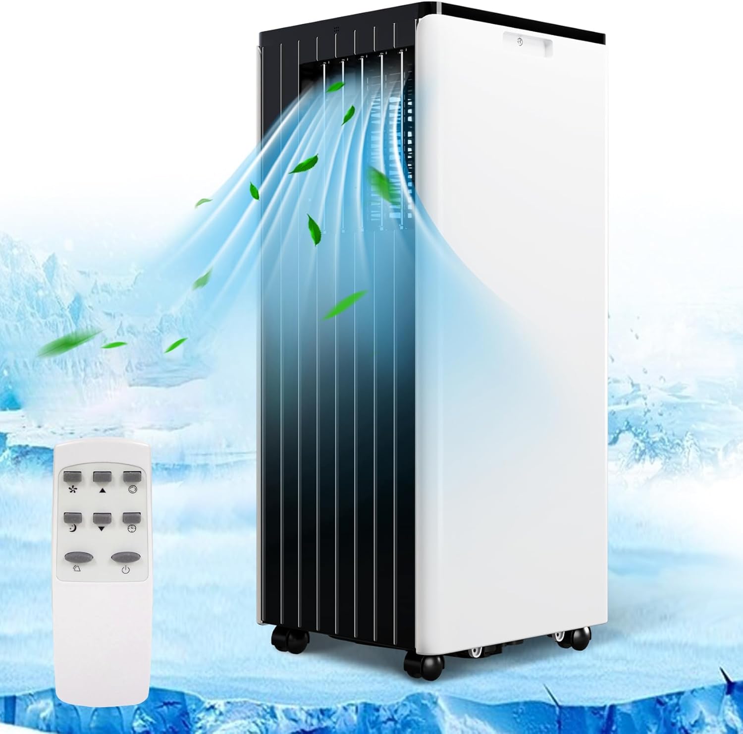 Portable Air Conditioners, 8000 BTU AC Unit with Remote Control, Energy Efficient Quiet Operation for Bedroom, Office, Dorm Rooms Up to 350 Sq. Ft, 24H Timer, Black Plate & White