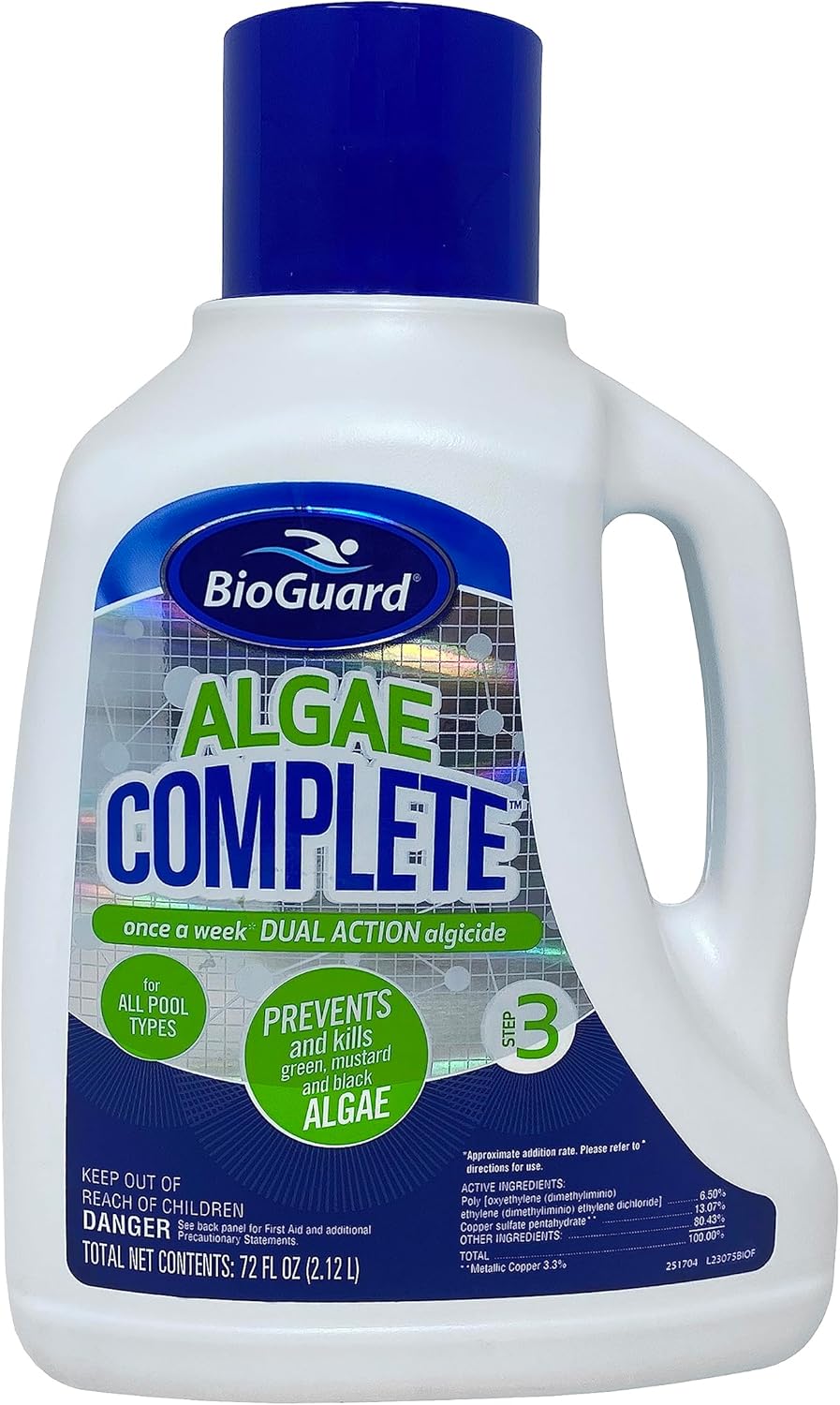 BioGuard Algae Complete, 2L, Single, Dual Action Algaecide, Non-Staining and Non-Foaming, Kills and Prevents All Types of Algae
