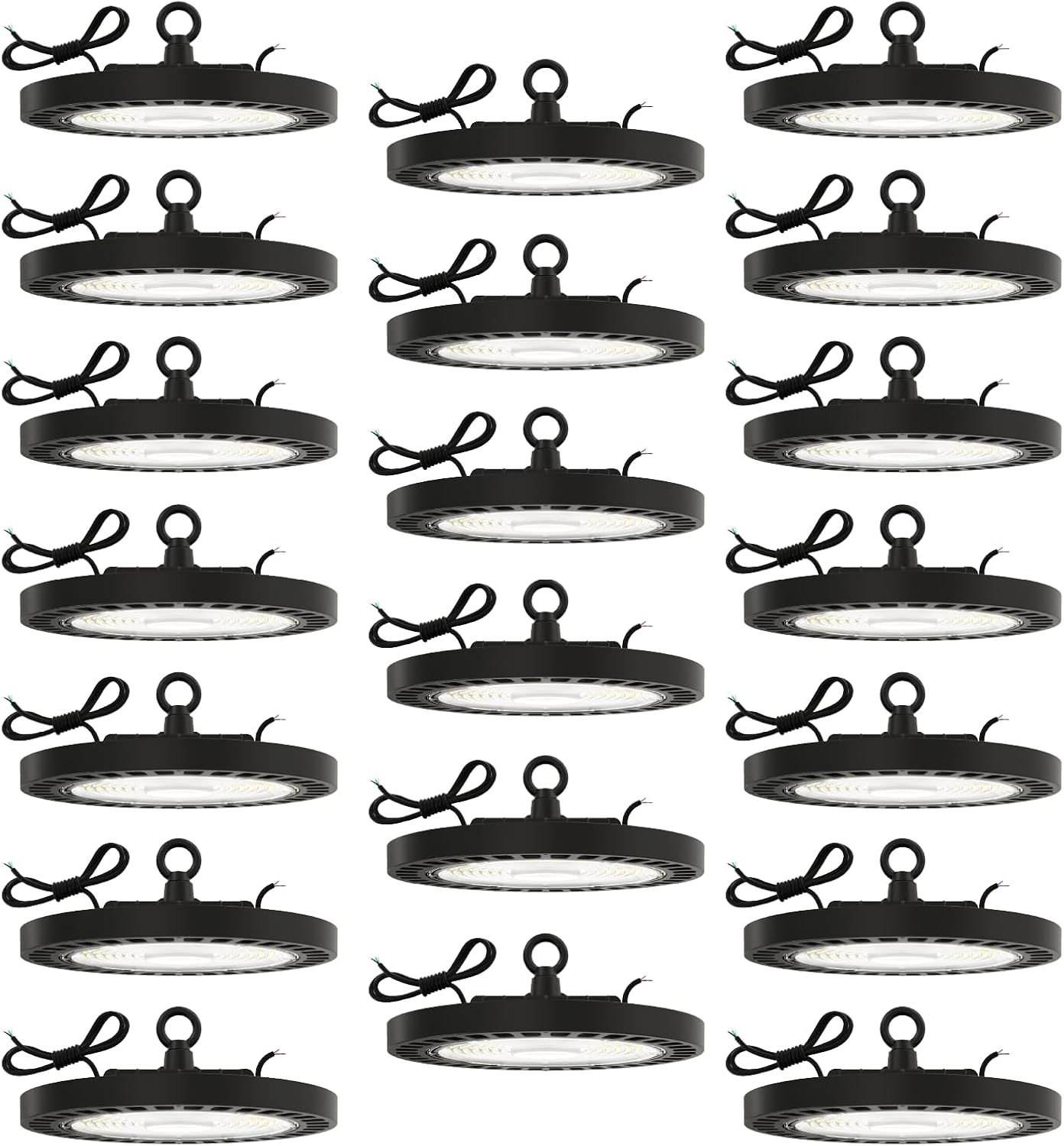 Sunco 20 Pack UFO LED High Bay Light, 150W, 21000 Lumens 5000K 100-277V Dimmable 0-10V, Ultra Bright Commercial Shop Lights for Warehouse, Factory, Workshop, Garage & Barn, Ceiling Mount, UL