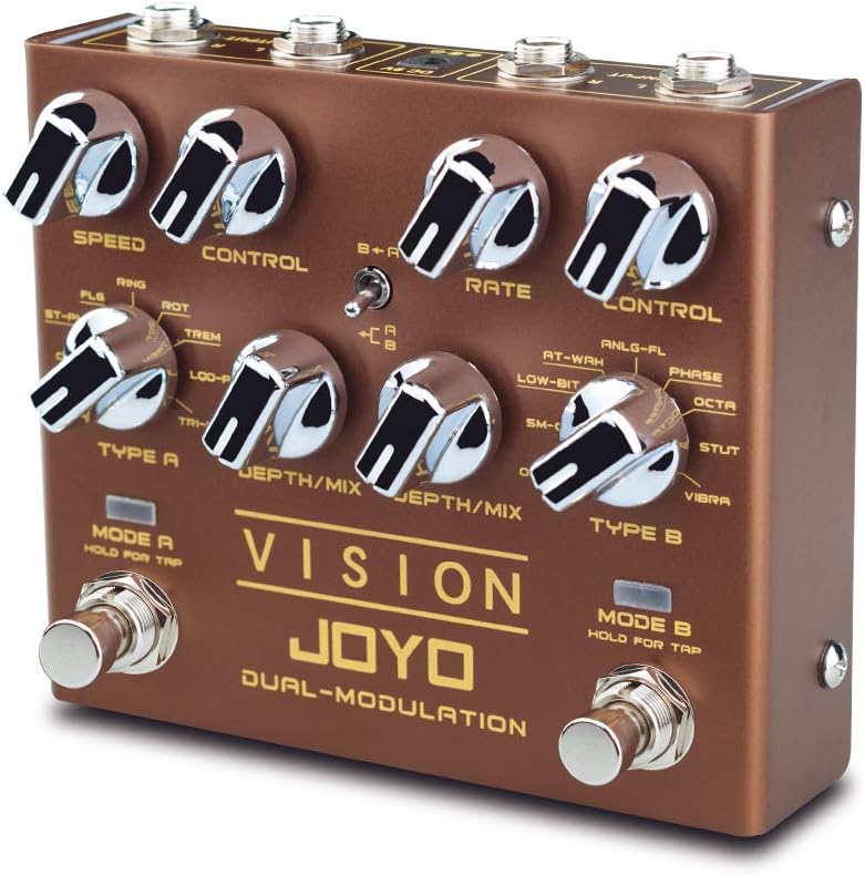 JOYO VISION Modulation Multi Effects Pedal R-09 Bundle with Mono 6.35mm Guitar Pedal Amplifier Instrument Cable 15 Feet CM-12