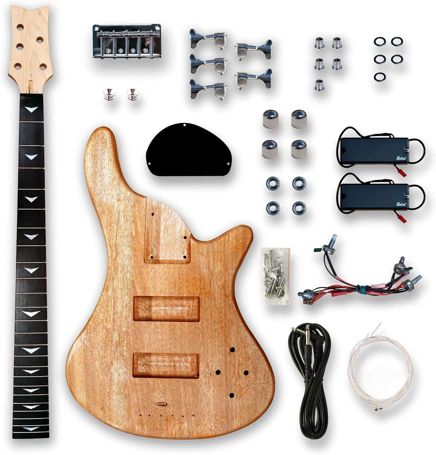 BexGears DIY Electric Guitar Kits For 5 String bass Guitar.Okoume Body