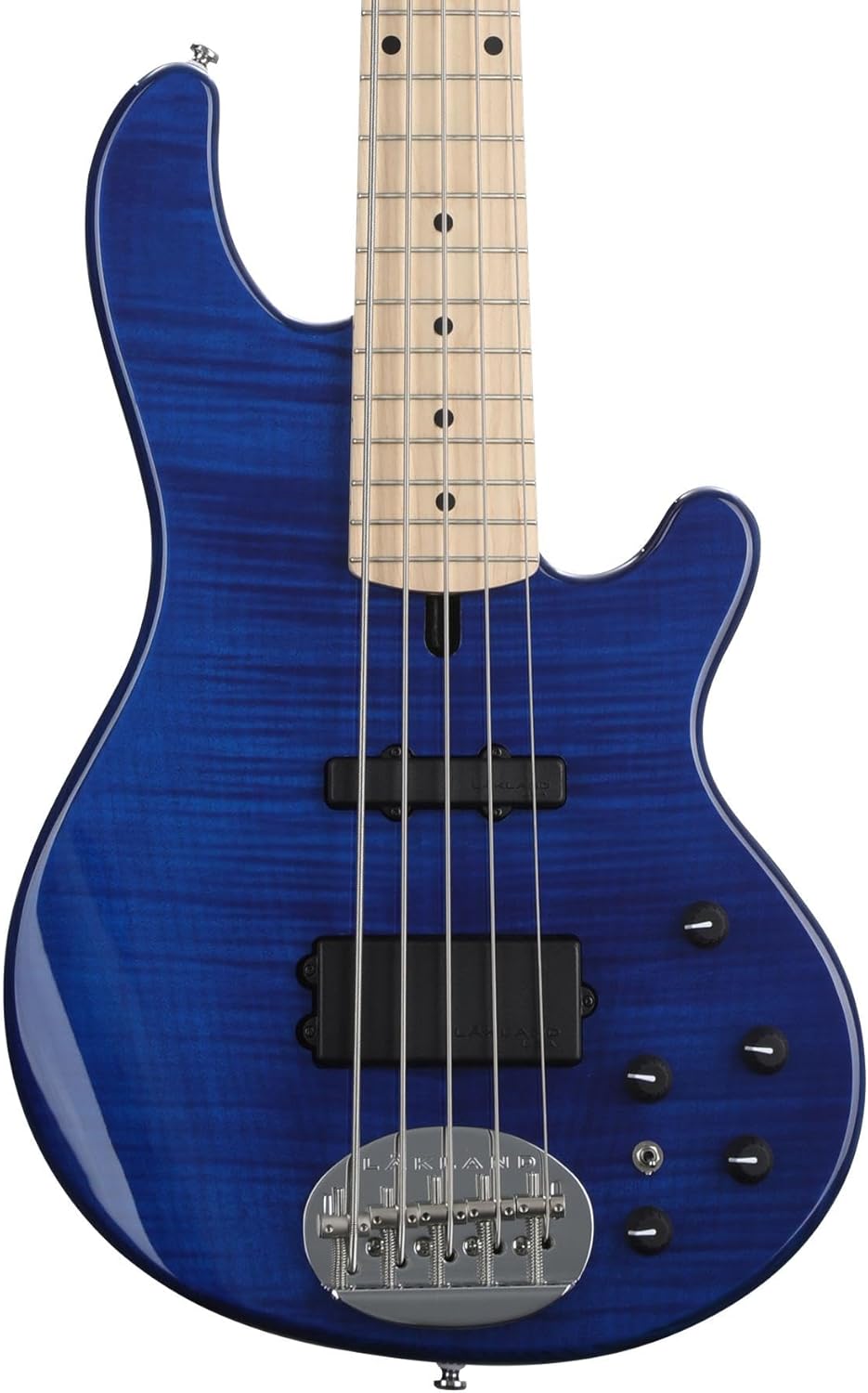 Lakland Skyline 55-02 Deluxe Flame Bass Guitar - Translucent Blue