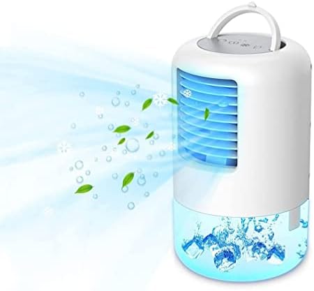 Portable Air Conditioner Cooling Fan, Evaporative Air Cooler for Room, 3 Wind Speed & 7 LED Light, 4 in 1 Personal Air Conditioners for Room/Office