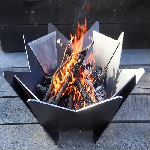 Abstract Outdoor Fire Pit - Wood Burning Fire Pit - Outdoor Decor - Modern Fire Ring (Black Heat Resistant)