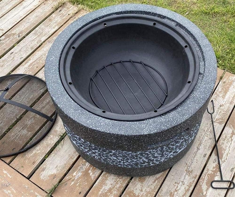 Large Fire Pit Fire Bowl with Grill Gray Cast Iron Brazier Heater Multifunctional Camping Bowl BBQ for Backyard,Camping,Picnic,Bonfire,Garden