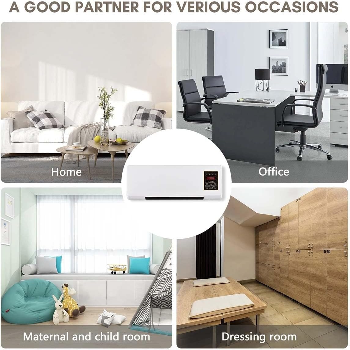 2 In 1 Wall Mounted Heating System, Cooling/Heating, Kitchen Wall Air Conditioner Fan, for Bathroom Office, RV Air Conditioner Heater and Fan Combo(White)