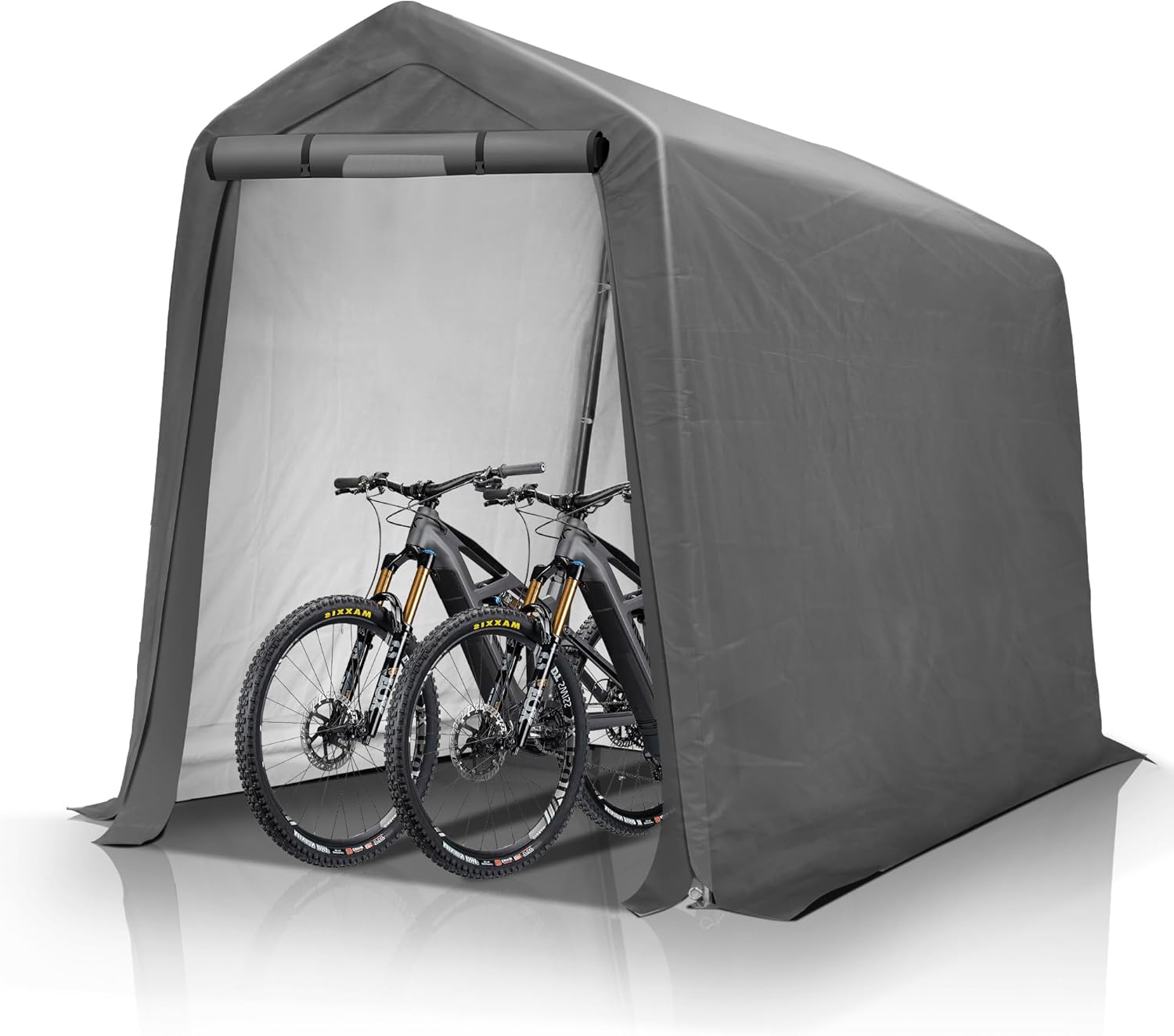 GARTOO 6' x 7' Outdoor Storage Shelter Shed- Heavy Duty Storage Tent with Roll-up Ventilated Windows, Portable Garage Storage shed for Bike, ATV, Motorcycle Shelter, Gray