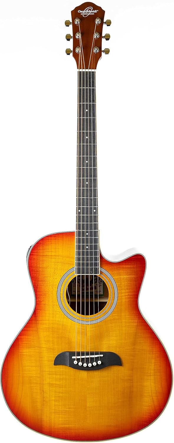 Oscar Schmidt OA10CE Mini Auditorium Acoustic-Electric Cutaway Guitar - Spalted Maple