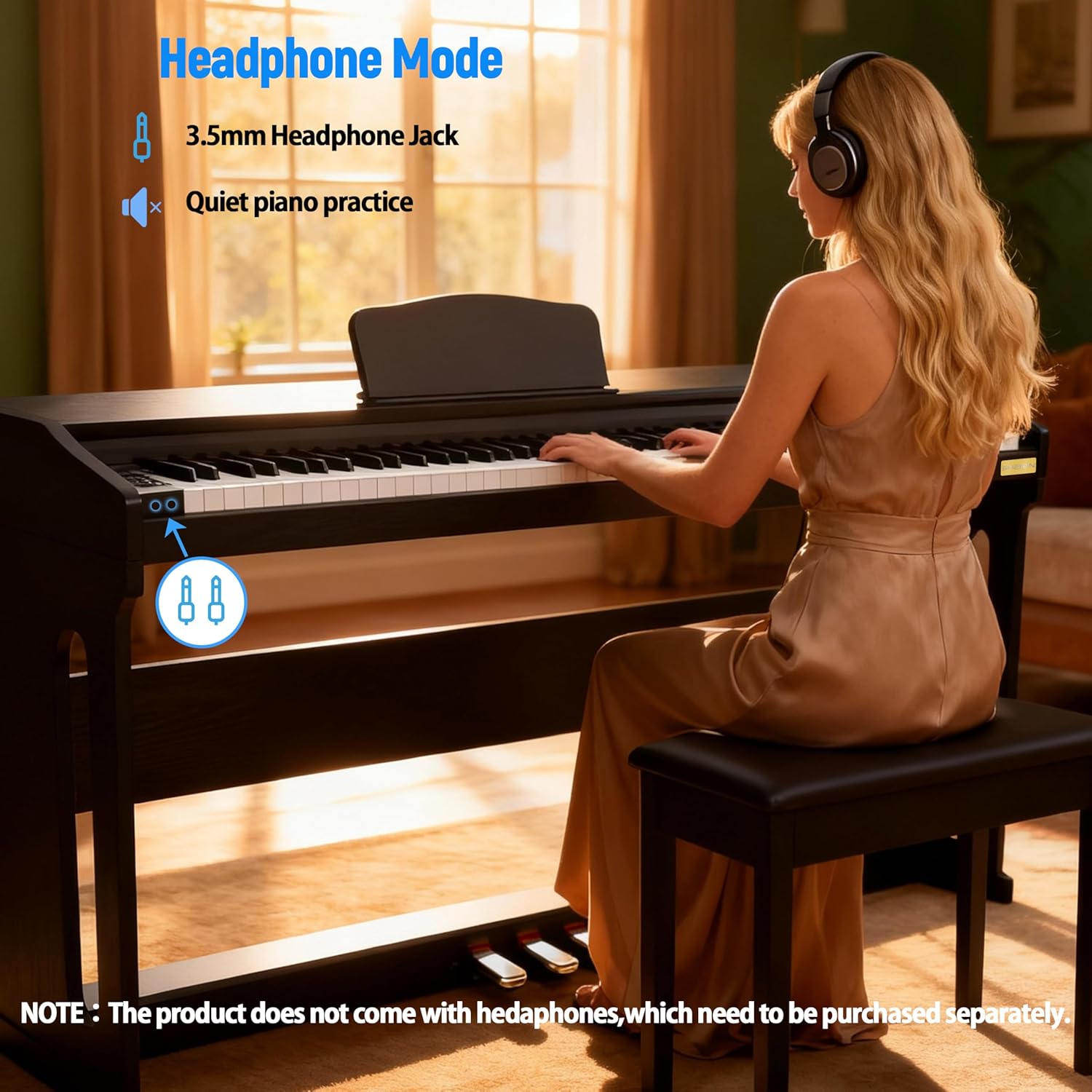 Digital Piano 88 Keys,Keyboard Piano,Touch-Sensitive,Electric Piano,Semi Weighted,Upright,Acoustic,Beginners,Adults,Full Size,Stand,Pedal,SR-EH60(Black)