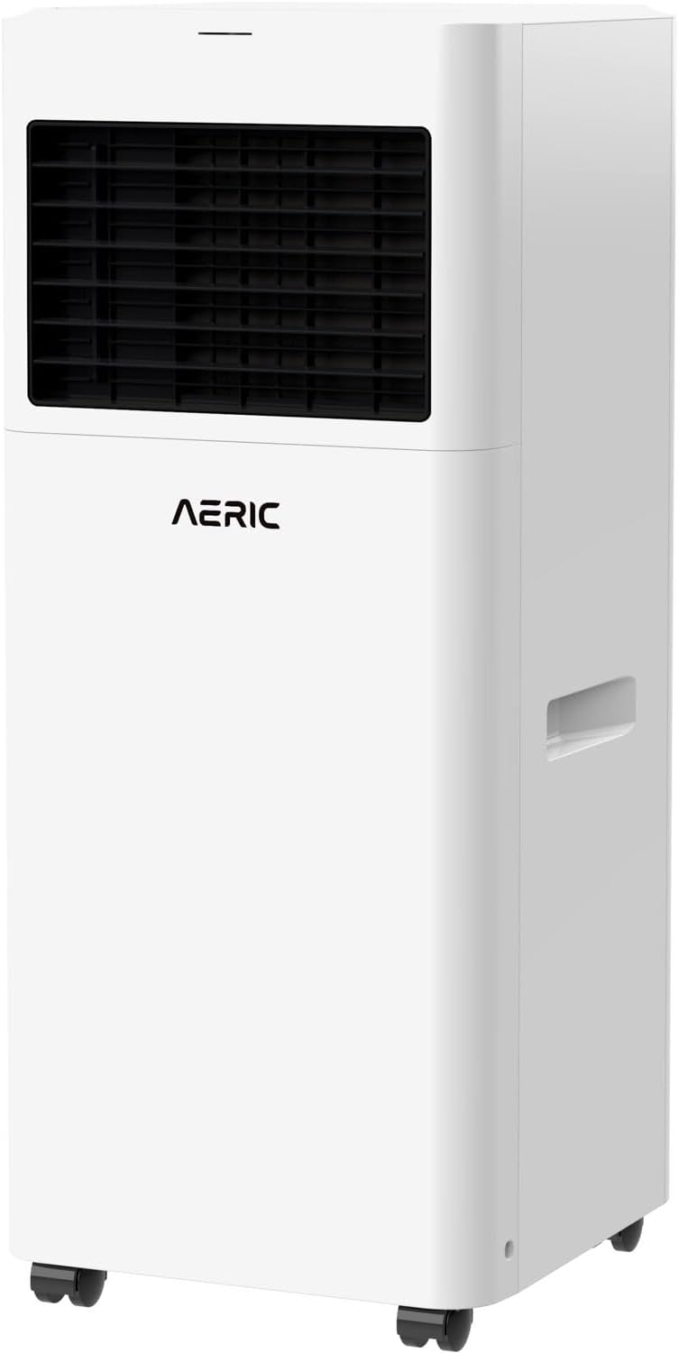 Aeric 5,000 BTU Portable Air Conditioner with 63-Pint Dehumidifier, 115V, Floor AC Unit with Remote, Washable Filter, Caster Wheels, Venting Kit & Timer for Rooms Up To 400 Sq. Ft in White