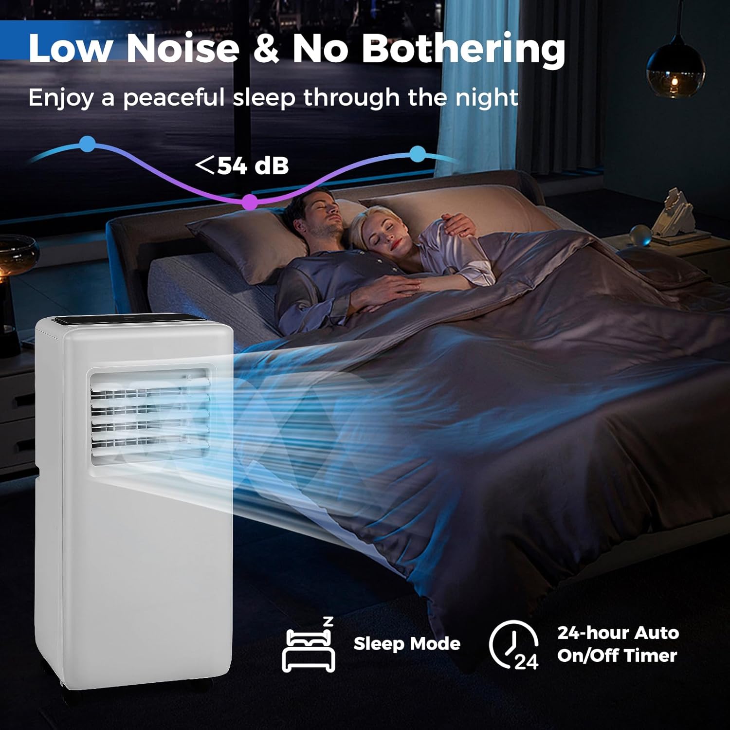 SIMOE 8000 BTU Air Conditioner Portable with Remote Control, Portable AC Unit for Room Up to 250 Sq. Ft., with Dehumidifier & Fan mode, Sleep Mode, 24H Timer, Installation Kit for Home/Office/Dorms