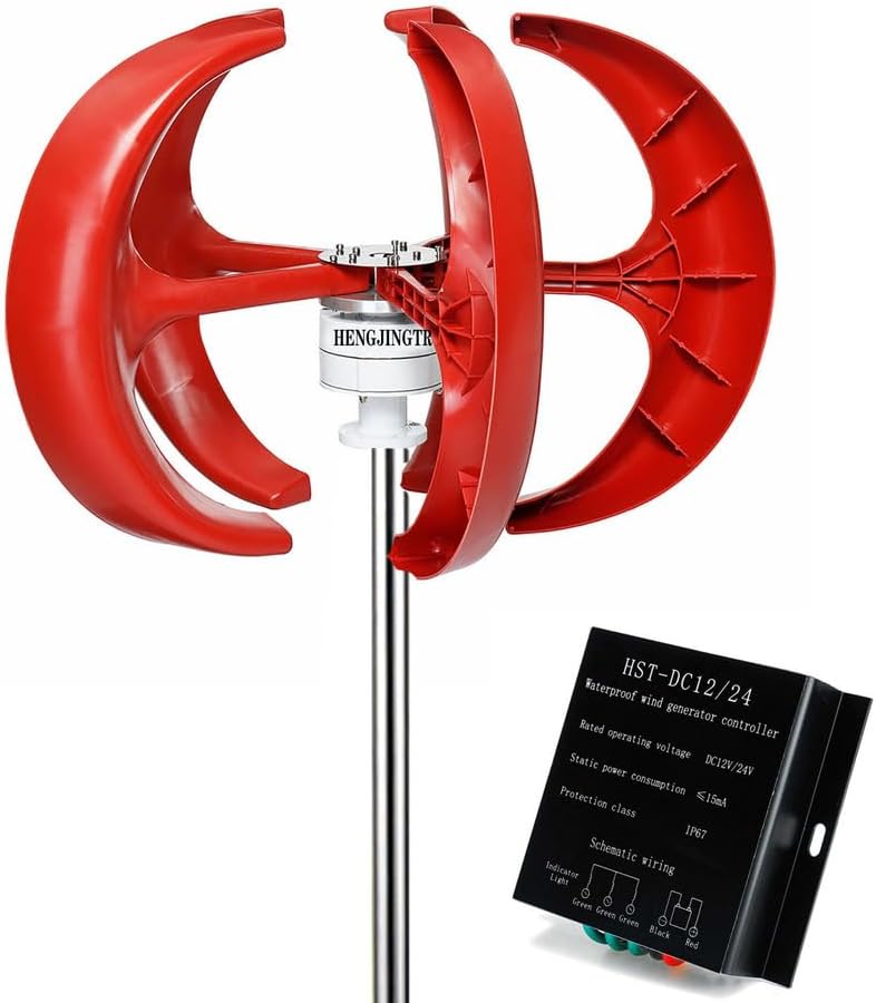 Vertical Axis Home Use Windmill, 48V12000W 5 Blades Low Wind Speed Starting Wind Power Generator with Controller for Home, Camping