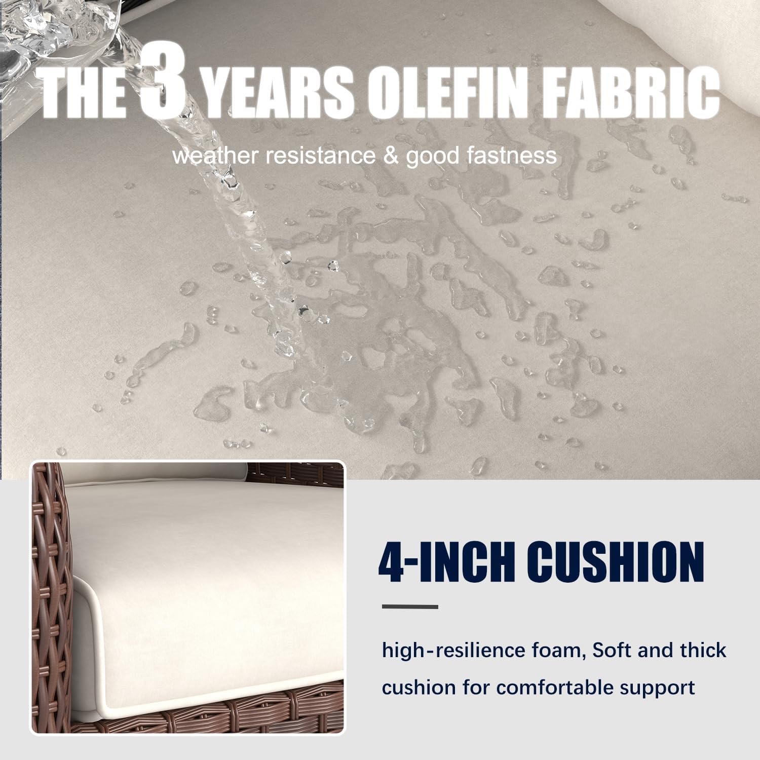 LayinSun 10 Pieces Outdoor Patio Furniture Set with Fire Pit Table, Rattan Wicker Sectional Swivel Rocker Chairs Sets