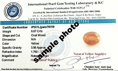 Ramneek Jewels Divya Shakti 10.25-10.50 Carat Yellow Sapphire Ring (Pukhraj Stone Silver Ring) 100% Original AAA Quality Gemstone