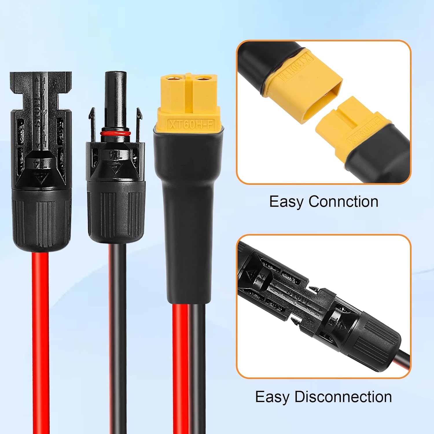 10AWG 50FT XT60 Solar Extension Cable 2 3 6 10 15 20 25 35 40 50 75 100FT XT60 Solar Extension Connector Adapter Thicker Cable Female to Male for Portable Power Station Solar Panel RC LiFePO4 Battery