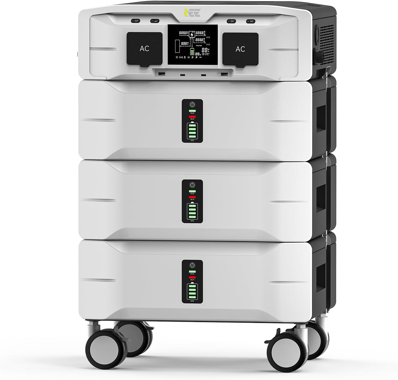 IEE 7680Wh Portable Power Station, 120/240V 5000W AC Output, Lifepo4 Home Battery Backup Expandable to 10kWh, Solar Generator for Home Use, Emergency, Camping, RV