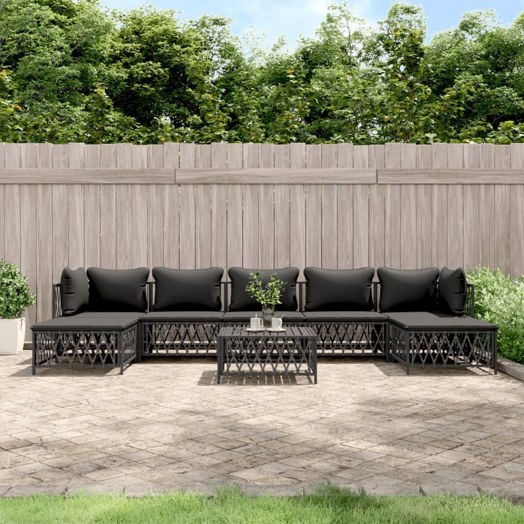 8 Piece Patio Lounge Set with Cushions Anthracite Steel,Cozy Outdoor Lounge Set: Durable and Comfortable Patio Furniture for Your Garden Furniture Sets for Patio, Lawn & Garden