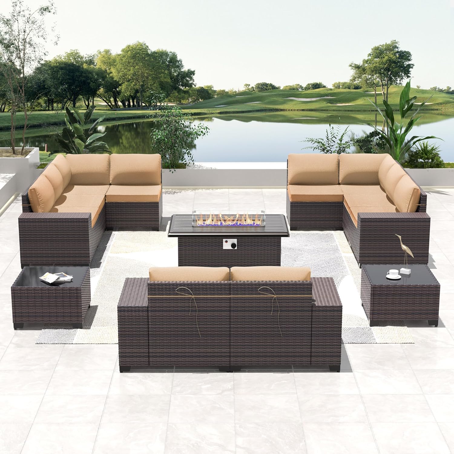 13 PCS Outdoor Patio Furniture Set,Outdoor Sectional Furniture with 43
