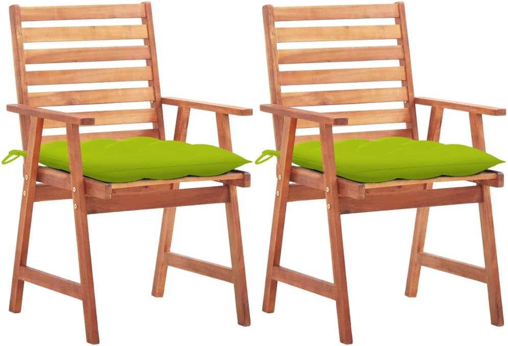 Patio Dining Chairs 2 pcs with Cushions Solid Acacia Wood,Contemporary Outdoor Dining Chair Set with Cushions for Garden, Patio, Terrace Outdoor Furniture, Outdoor Chairs