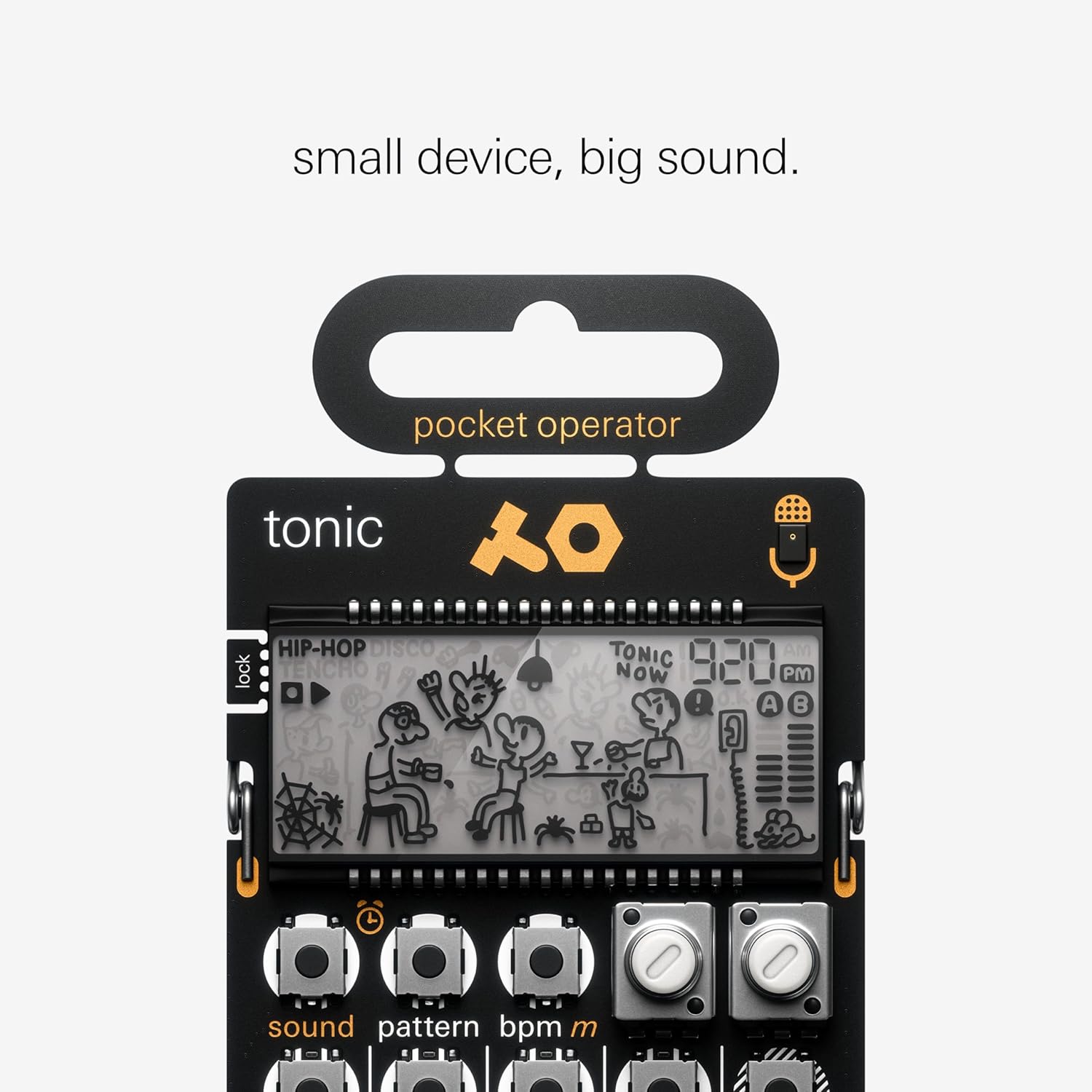 teenage engineering pocket operator PO-32 tonic, drum and percussion synthesizer and sequencer, unlimited sounds with microtonic through data transfer
