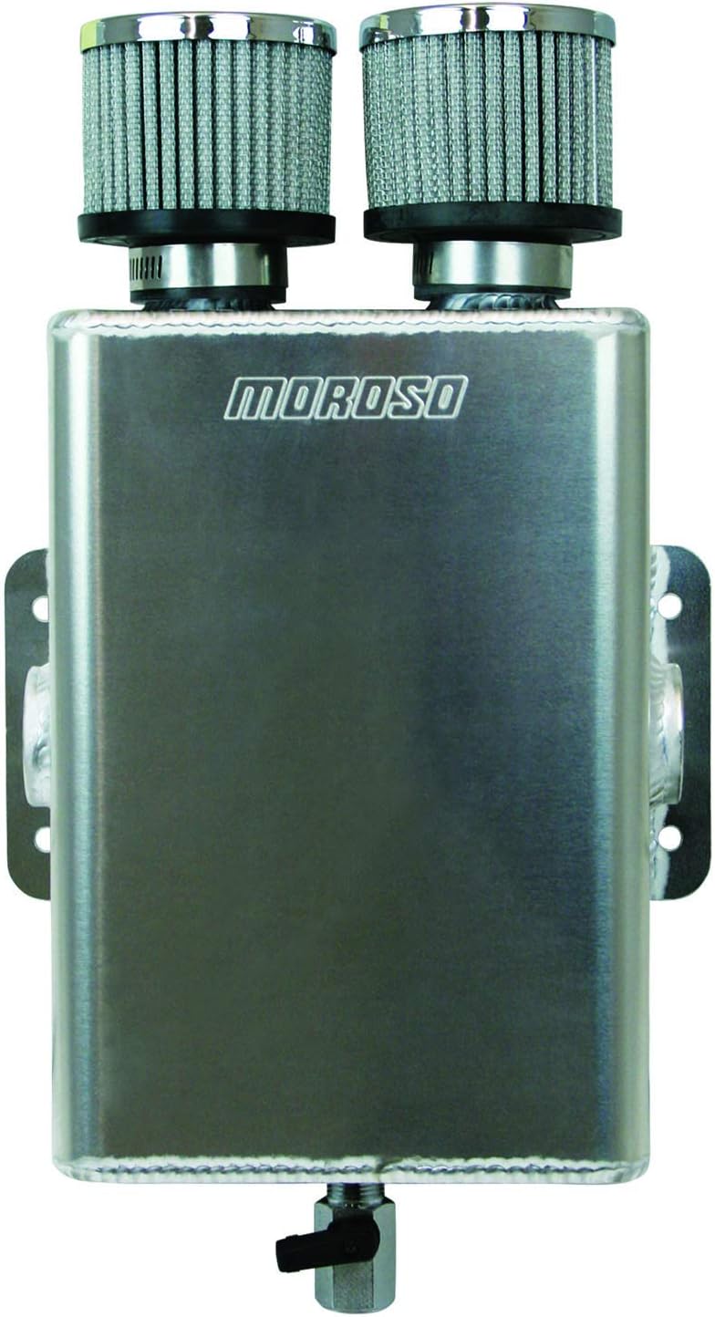 Moroso 85393 Vacuum Pump Breather Tank, Dual Breathers, Dual #16AN Female Inlets (One per side)