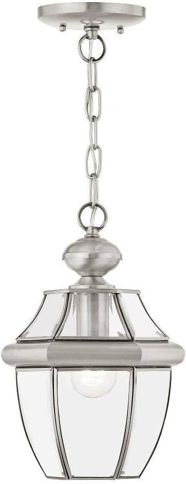 Livex Lighting 2152-91 Monterey 1-Light Outdoor Hanging Lantern, Brushed Nickel