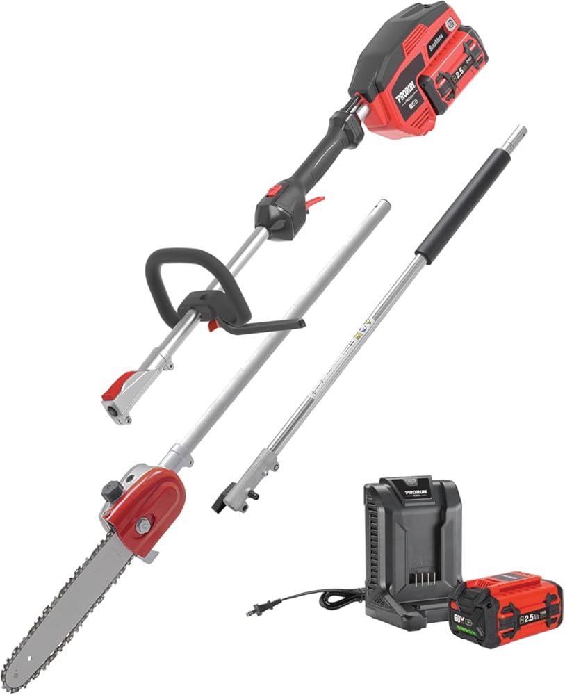 PRORUN 60V Attachment Capable Powerhead and Pole Saw Kit with 2.5 Ah Battery and Charger
