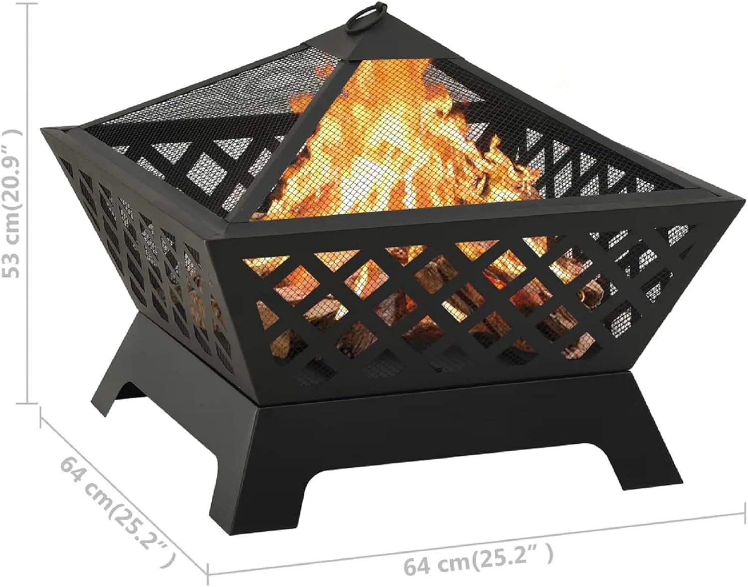 Zateety Fire Pit with Mesh Cover & Poker - 25.2