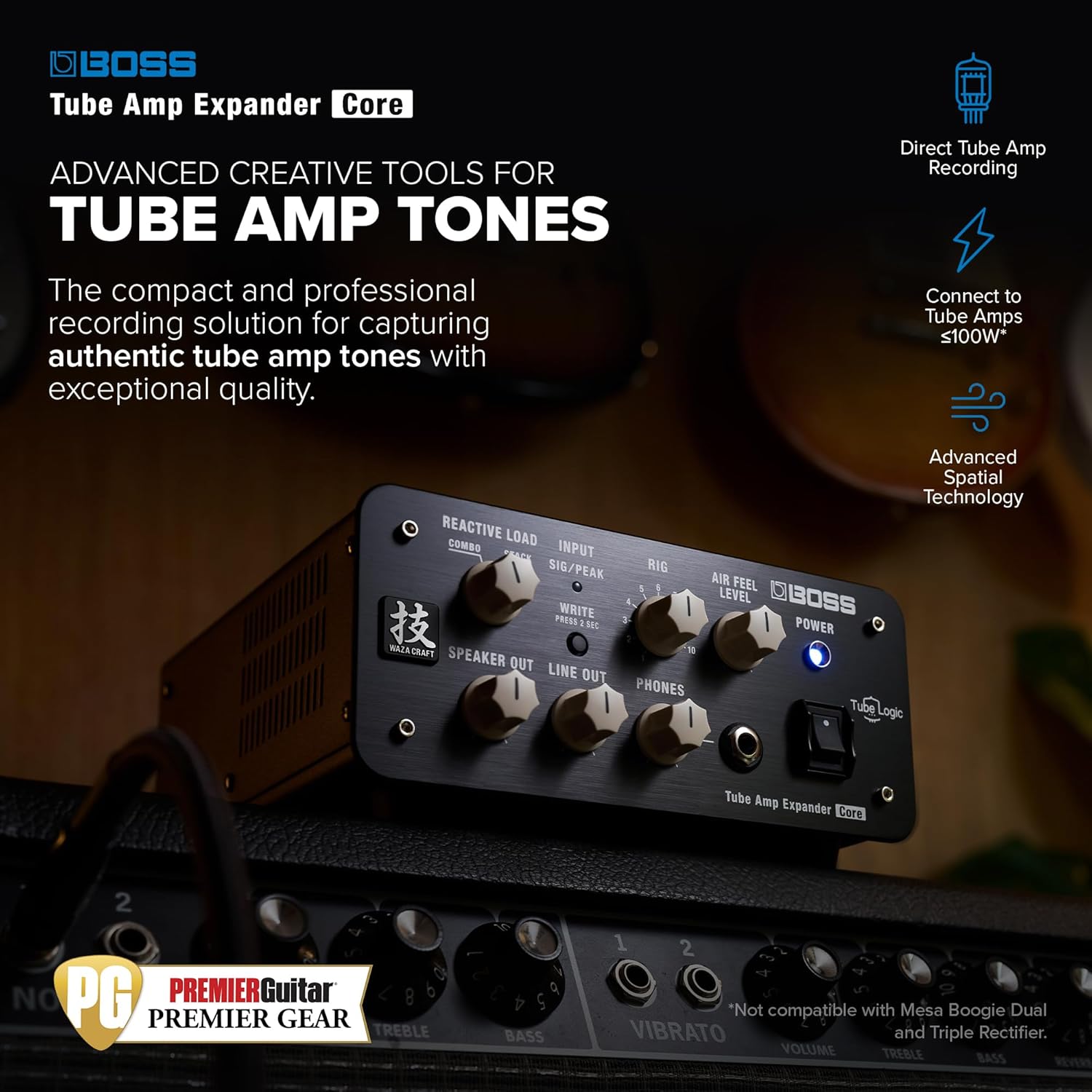 BOSS WAZA Tube Amp Expander Core | Reactive Load Box | Mix-Ready Sounds | Direct Recording Features | Advanced Tube Logic Design