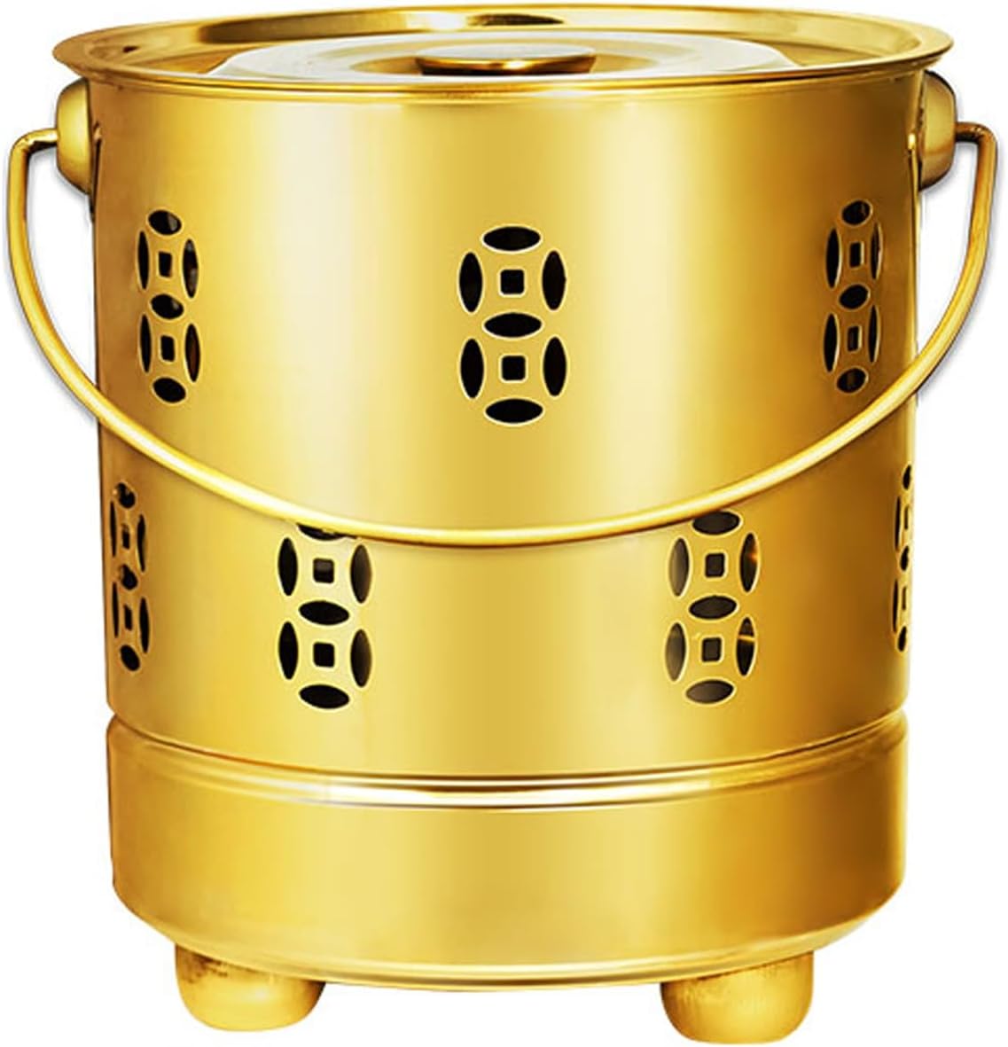 Burn Barrels for Outside, Fire Barrel, Incinerator, Portable Fire Pit, Burn Can for Paper, Burner Bucket for Burning Paper Leaves Trash Wood Burner(Gold,35cm/13in)