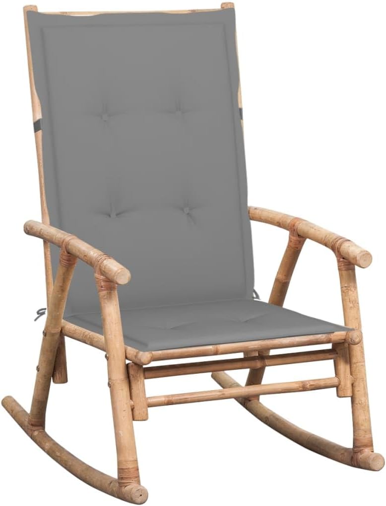 Patio Chair Rocking Chair with Cushion Bamboo