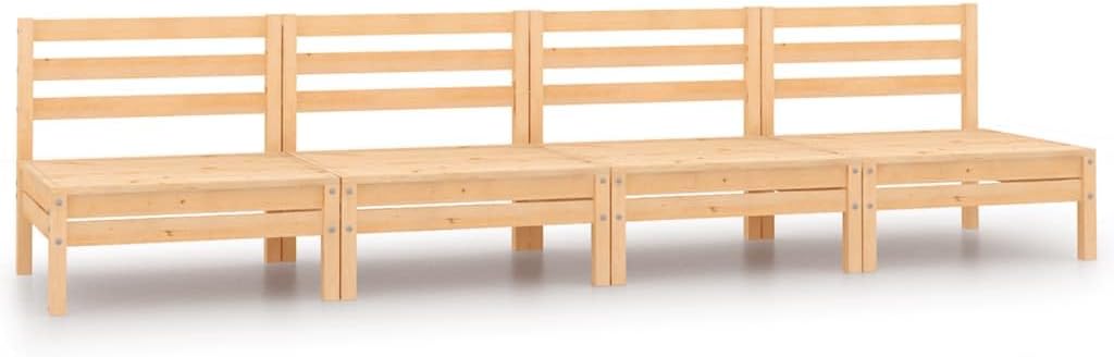 Patio Middle Sofas 4 pcs Solid Pinewood Garden Furniture