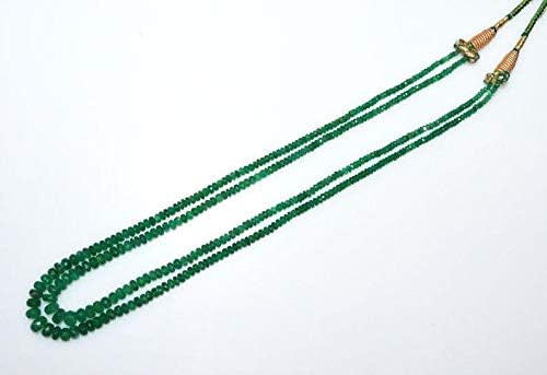 finest 2 line natural emerald faceted rondelle necklace, emerald faceted rondelle beads, 2.50-6.50 mm, 16