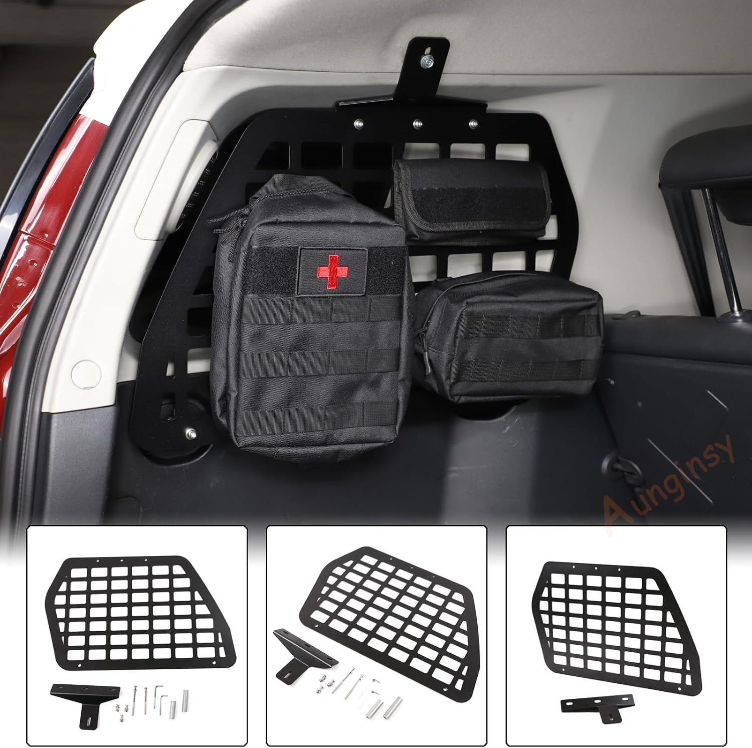 Car Trunk Storage Panel Compatible with Toyota FJ Cruiser 2007-2024 Car Left Right Side Trunk Organizer Storage Rack Shelf Holder Trunk Storage Panel Bracket Tailbox Hanging Bag Grid Frame Accessories