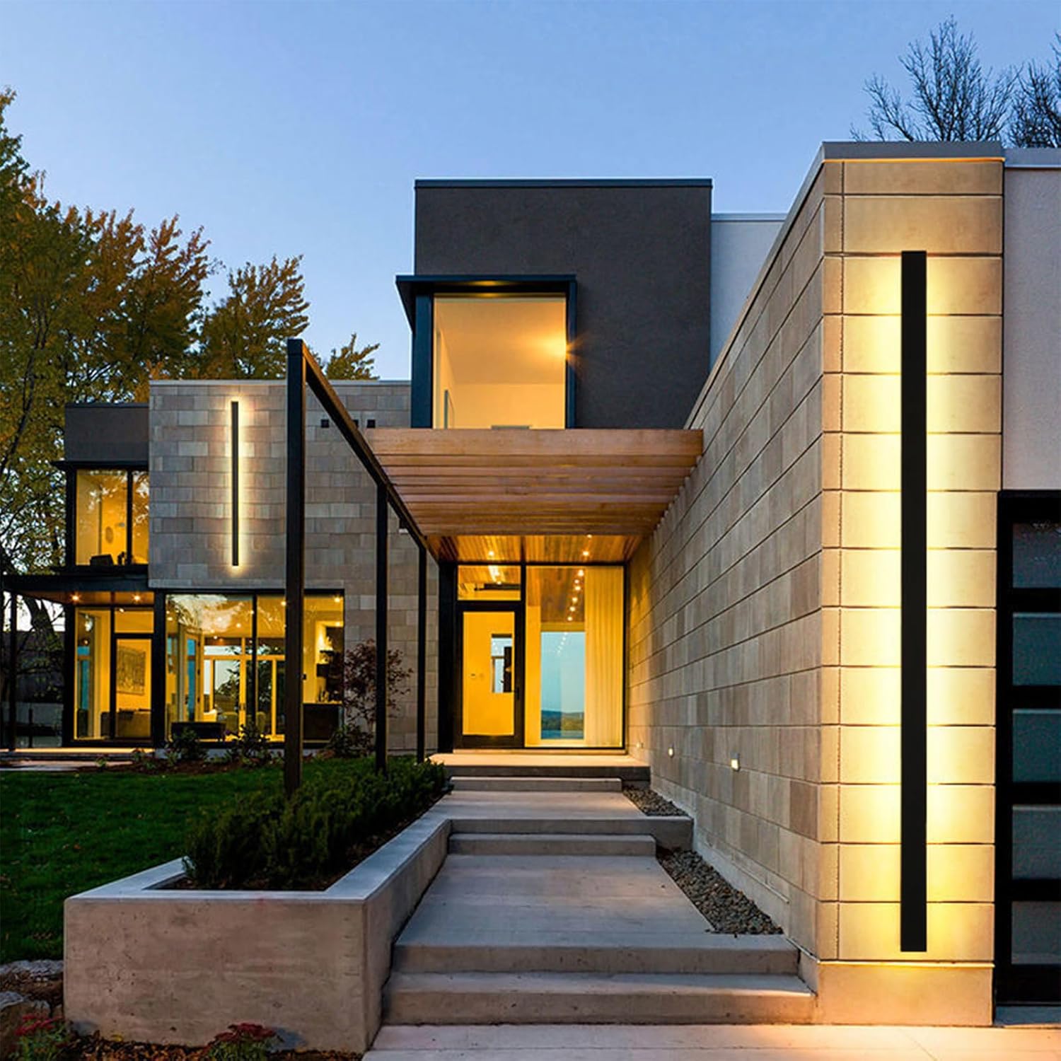 LED Outdoor Long Garden Wall Light Modern Warm White 3000K IP65 Waterproof Acrylic Metal Wall Lamp Outdoor Lighting for Patio Garage Stairs Wall Decoration Black(150CM 60W)