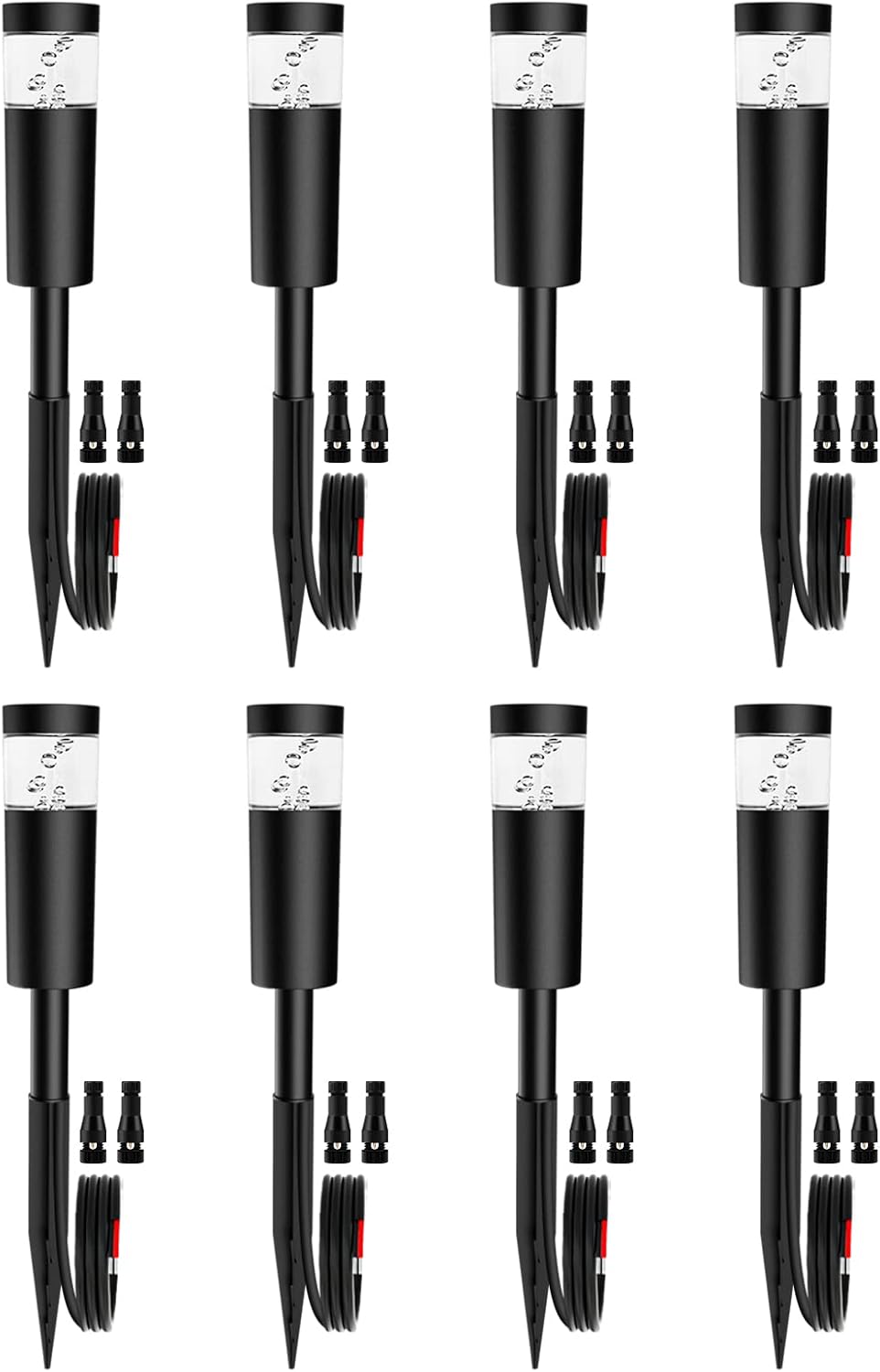 5W Low Voltage Landscape Pathway Lights with Connectors 12V Outdoor Landscape Lighting LED Bollard Path Lights Wired IP65 Waterproof Warm White Walkway Lights for Garden Yard Lawn (8Pack)