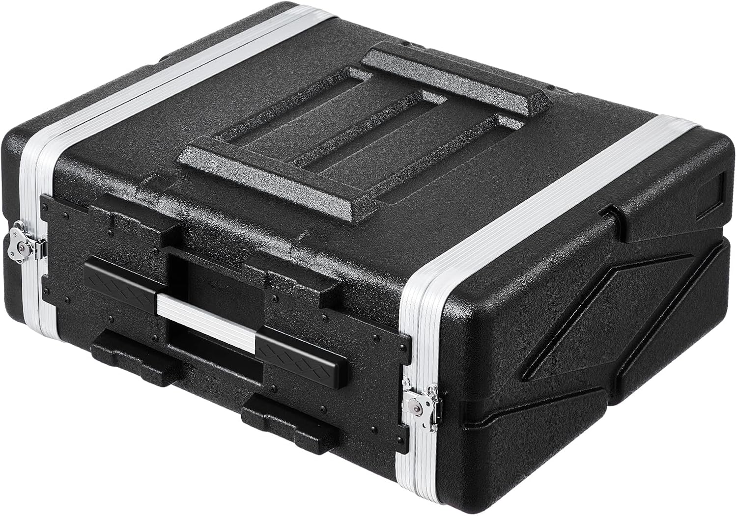 VEVOR 4U Rack Case, Standard 19 in Depth, Server Rack Cabinet with ABS Construction Handle Heavy-Duty Twist Butterfly Latches, Detachable Front & Back Panels, for Amps, Mixers, Microphone Receivers