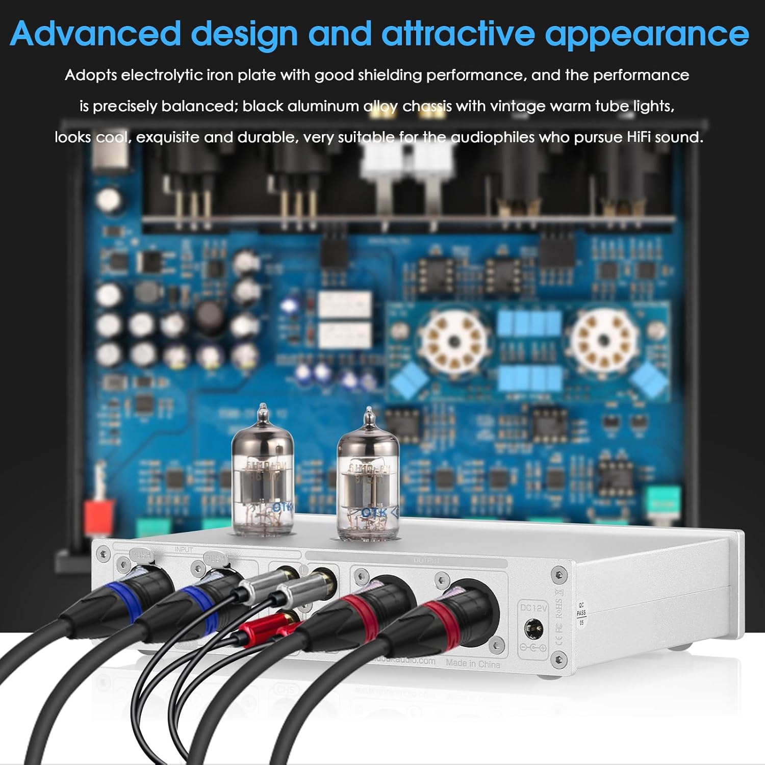 Douk Audio Balanced EQ Preamp: 7-Band Equalizer - Vacuum Tube Preamplifier with XLR RCA Inputs & Outputs - for Home Stereo HiFi System, Amplifiers, Active Speakers (T8 PRO Silver)