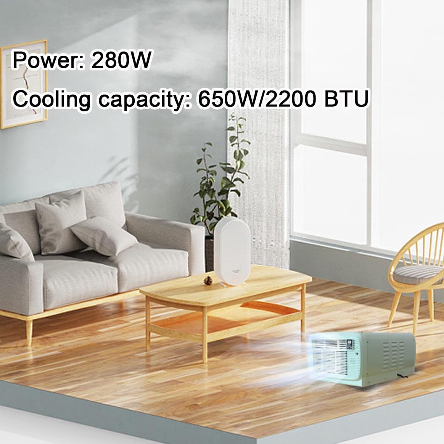 2200 BTU Portable Camping Air Conditioner Small Compressor Refrigeration Low Energy Air Cooler for Room Pets Outdoor Cooling(110v)