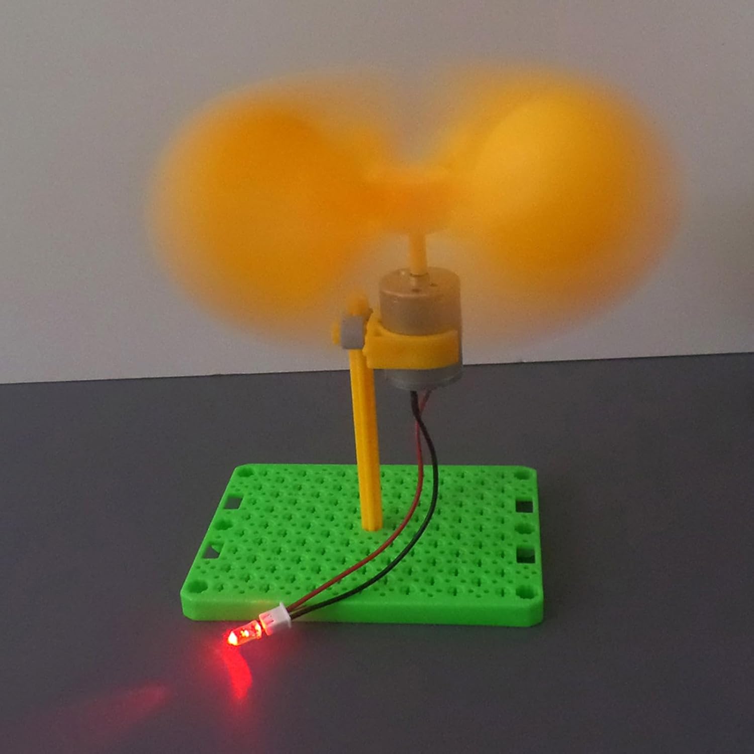 Vertical Axis Micro Wind Turbine Kit, 150mm DC DIY Generator With Red/Colorful LED, 0.01-10V Output For Renewable Energy Projects(B)