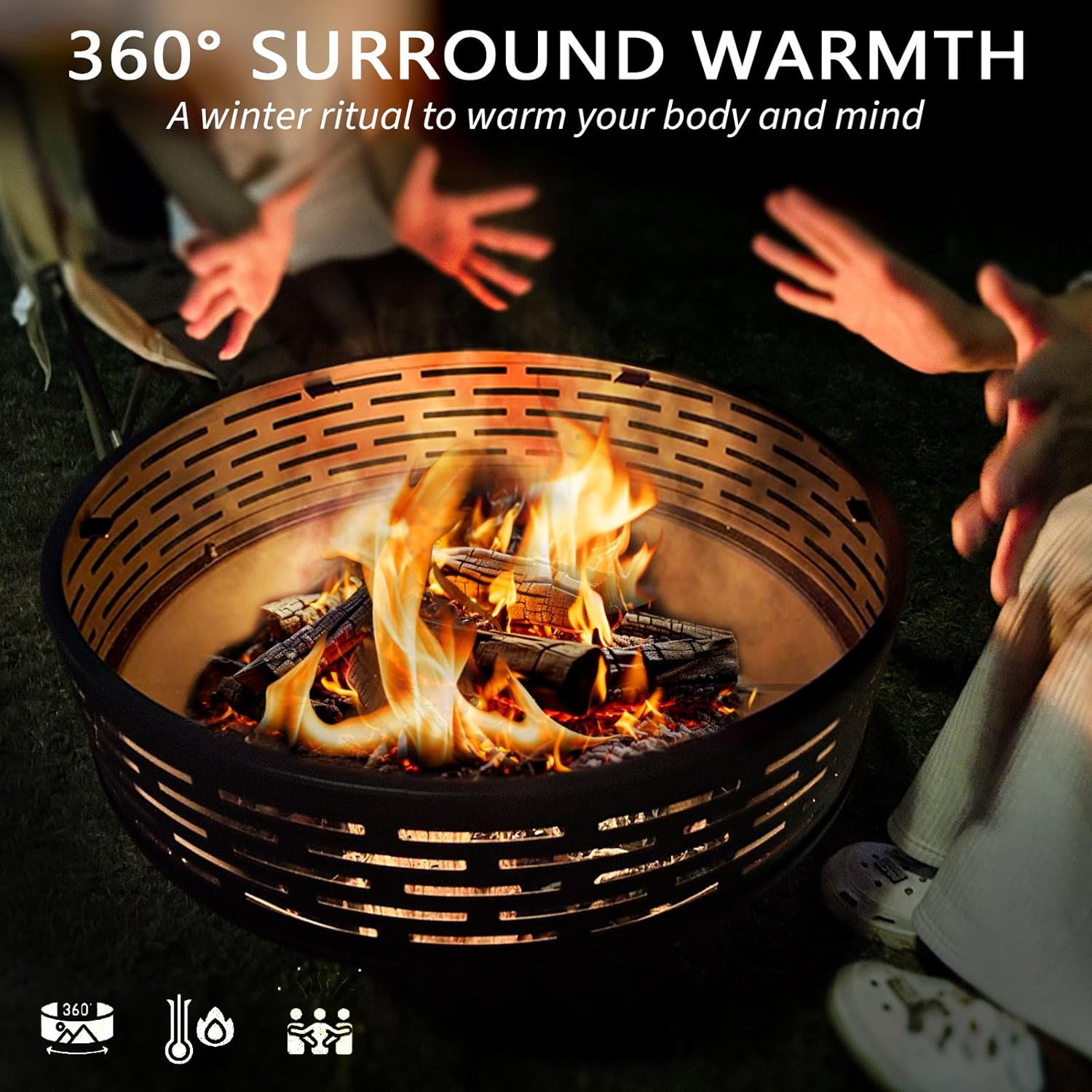 3-in-1 Fire Pit with Grill & Lid, 23