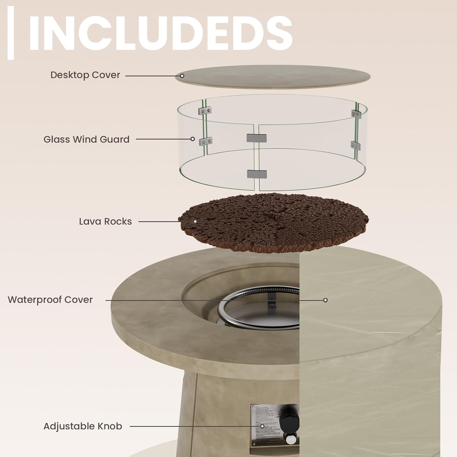 SUNBURY Outdoor Propane Fire Pit Table, 31.5