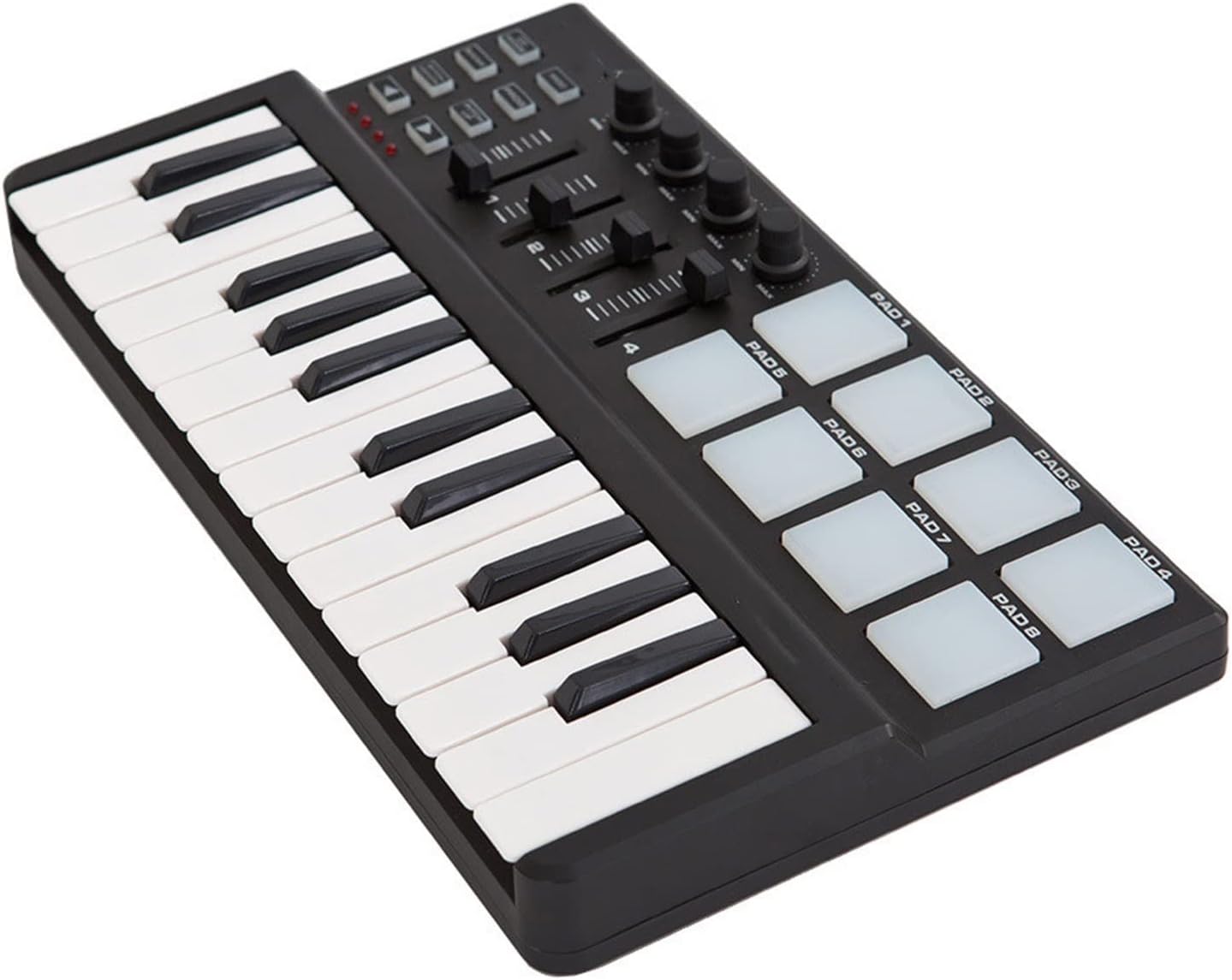 Keyboard Piano MIDI Controller Mini 25-Key USB Keyboard and Drum Pad with 8 Backlit Trigger Pads& 4 MIDI Control Groups