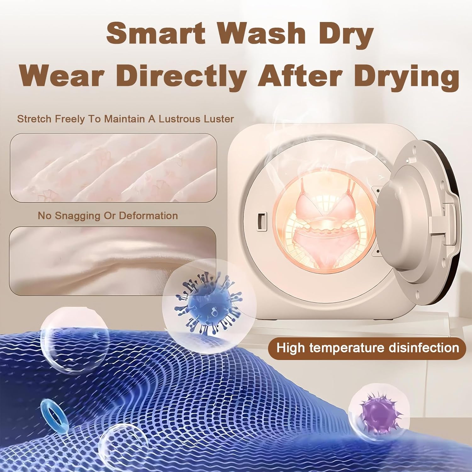 Smart Drum Washing and Drying Machine,3.5l Touchscreen Operation,Stainless Steel Inner Drum,Four Programs: Wash/Dry/Wash/Dry/Clean-for Apartment, Dorms Desktop