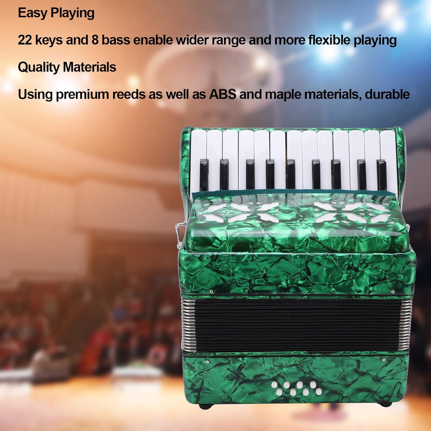 Professional Accordion 22 Keys and 8 Bass Concertina Accordion Accordion Standard Design International Standard Size Beginners Accordion Musical Instrument