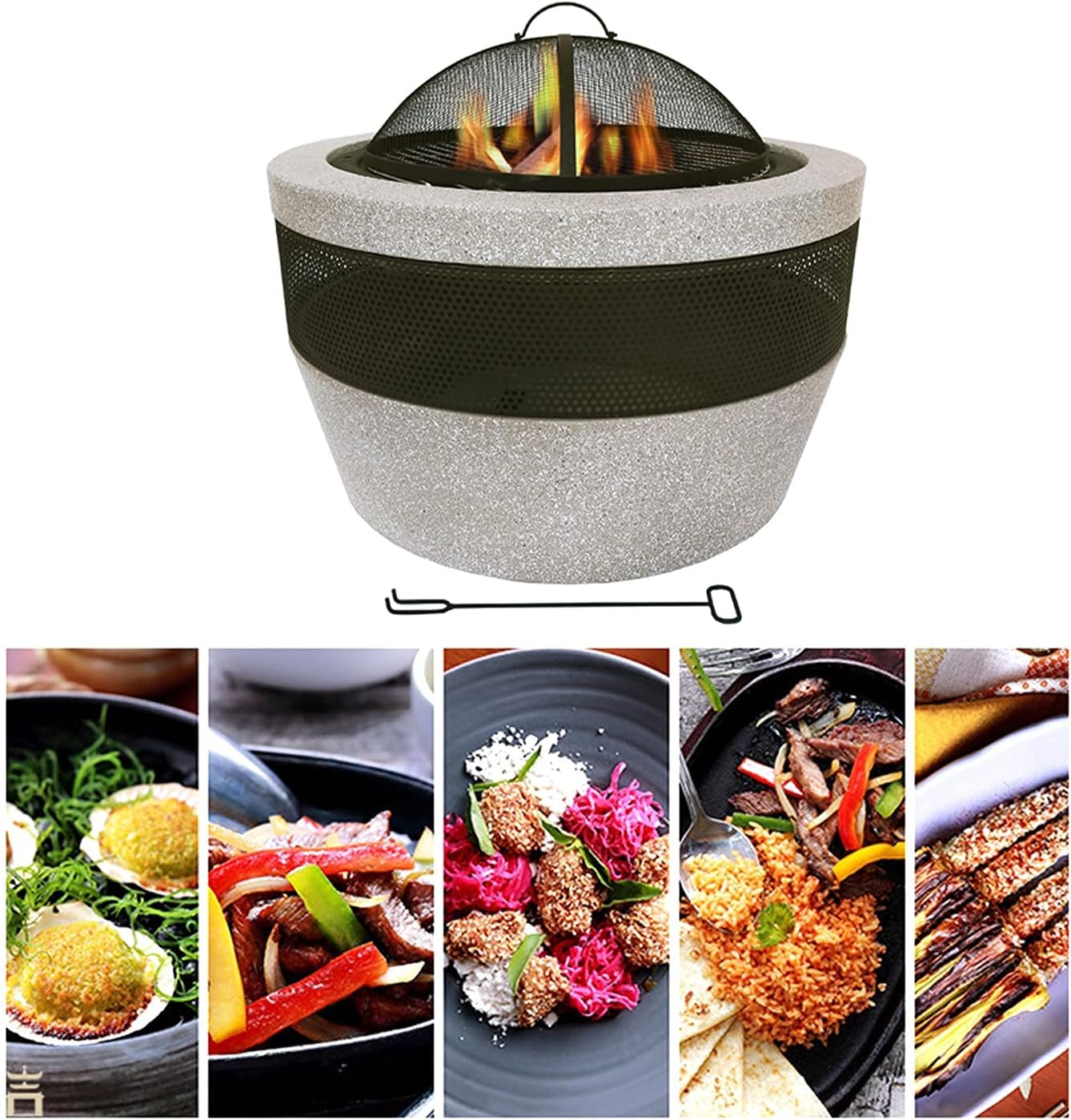 Fire Pit Wood-Burning fire Pit, Ultra-deep Metal Brazier, Barbecue Heating fire Pit, 27-inch Multi-Function Barbecue Fireplace