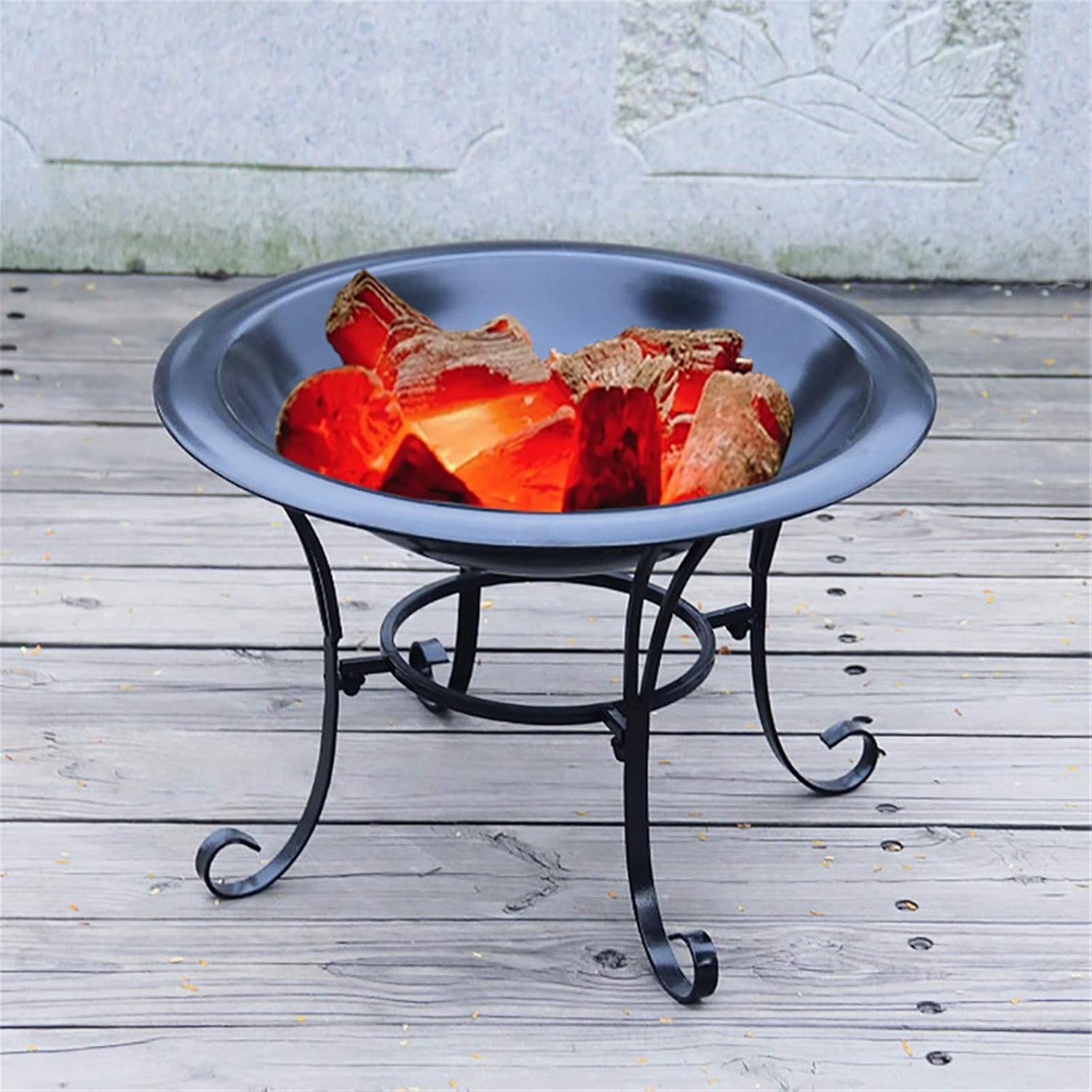 Fire Pit Garden Grill Outdoor Fire Pit Steel BBQ Grill Firepit,Fire Bowl with Mesh Spark Screen Cover,Bulit-in Grate for Camping Picnic Patio d Beaches